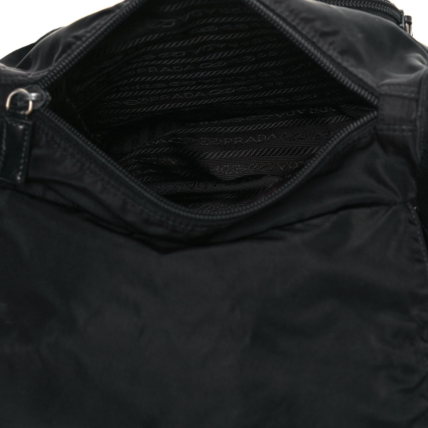 Prada Tessuto Nylon Single Buckle Messenger Bag Black 5 of 15