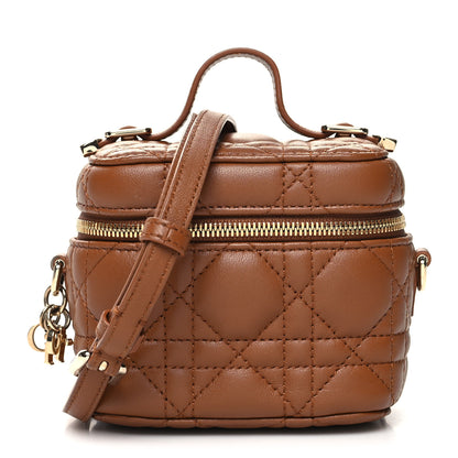 Christian Dior Lambskin Cannage Micro Lady Dior Vanity Case Cognac 1 of 9