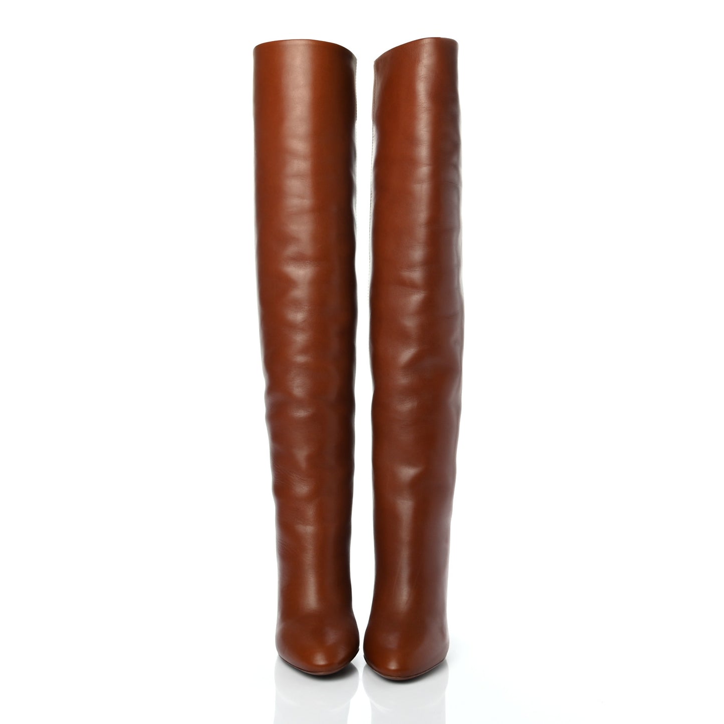 Calfskin Silhouette High Boots 36 Cognac