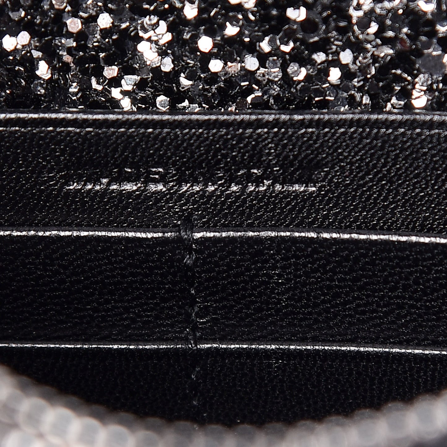 Metallic Glitter Classic Monogram Kate Tassel Chain Wallet Gun Metal Black