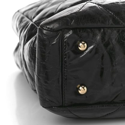 Chanel Glazed Calfskin Quilted Tweed Portobello Tote Black White 8 of 9