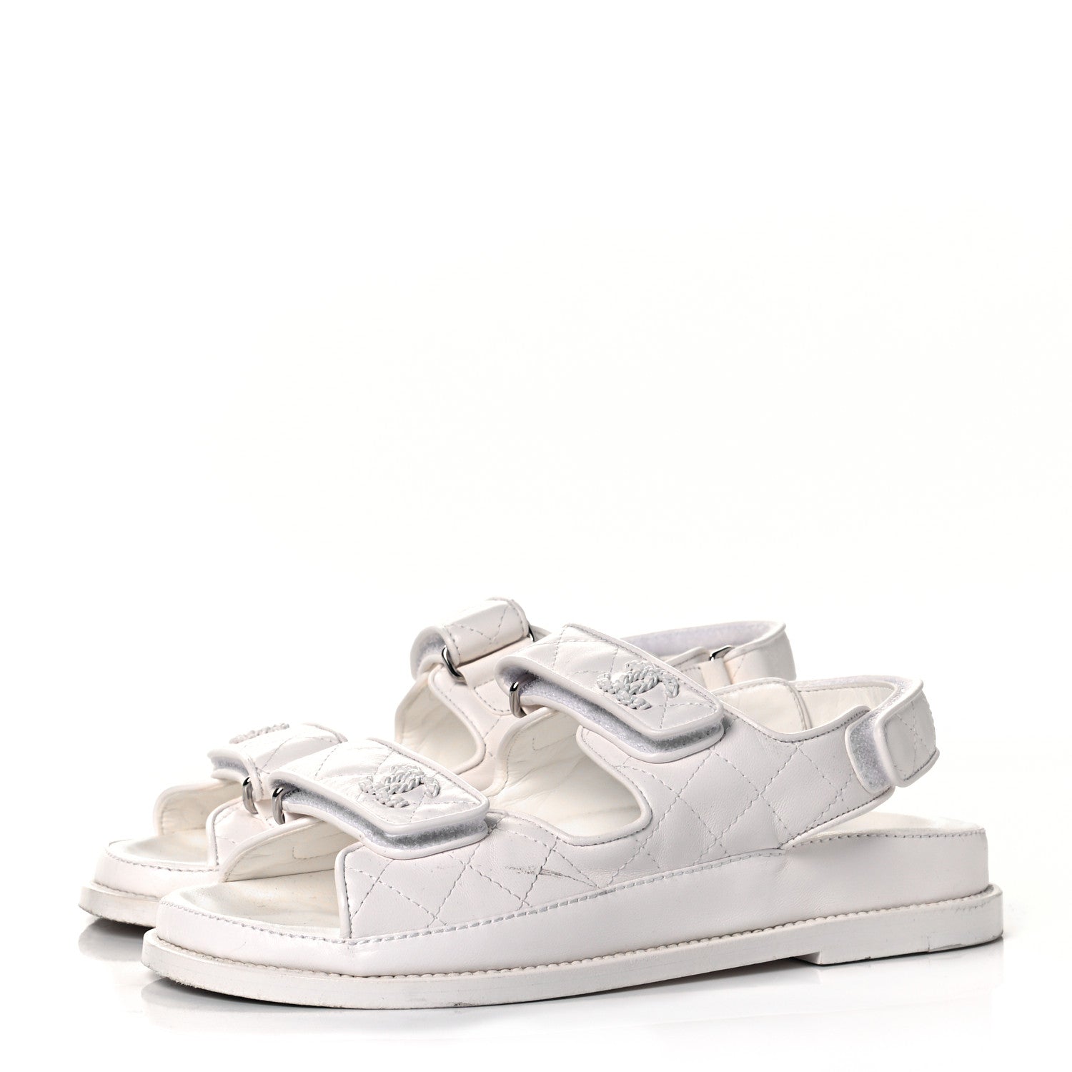 Chanel Lambskin Velcro Dad Sandals 36 White 3 of 10