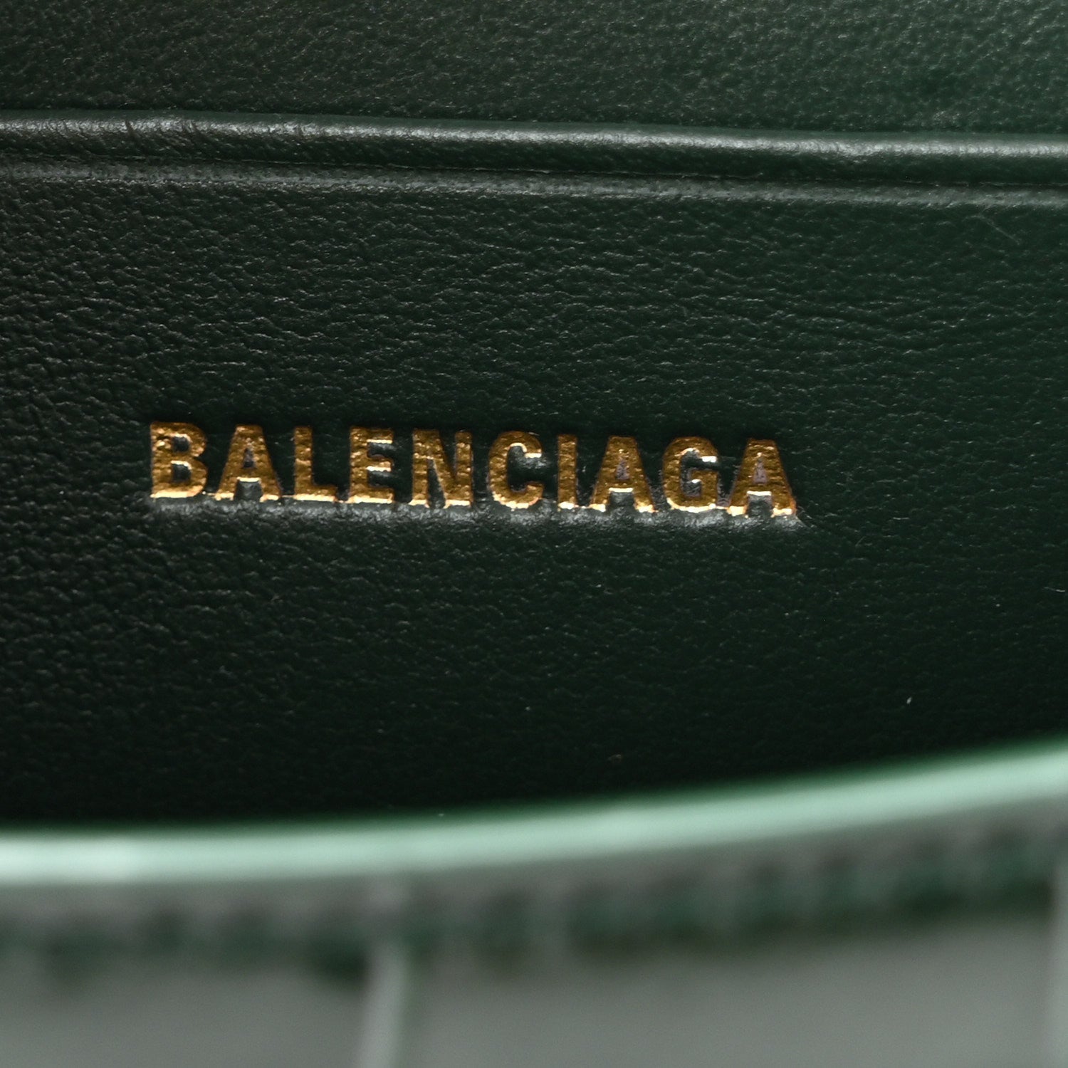 Balenciaga Shiny Calfskin Crocodile Embossed Hourglass Top Handle Bag Mini Forest Green 5 of 9