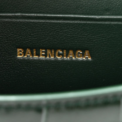 Balenciaga Shiny Calfskin Crocodile Embossed Hourglass Top Handle Bag Mini Forest Green 5 of 9