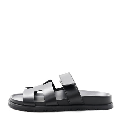 Hermes Calfskin Womens Chypre Sandals 37 Black 1 of 10
