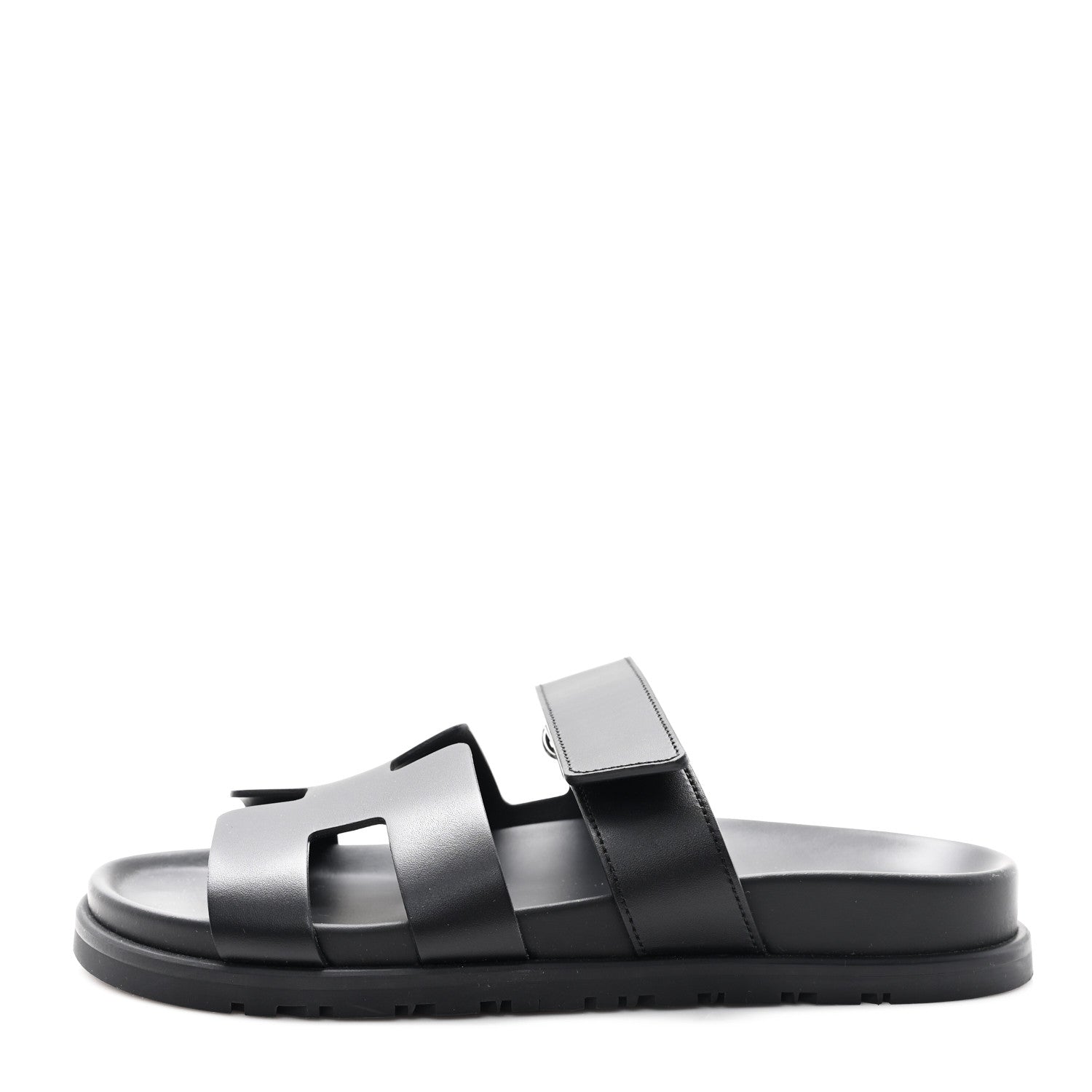 Hermes Calfskin Womens Chypre Sandals 37 Black 1 of 10