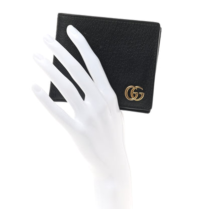 Gucci Calfskin Boar Effect GG Marmont Bi-Fold Wallet Black 2 of 8