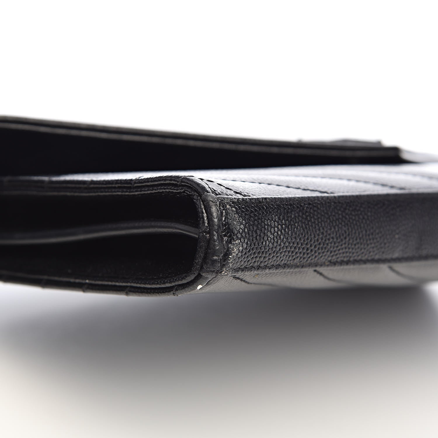 Saint Laurent Grain De Poudre Matelasse Chevron Monogram Chain Wallet Black 8 of 16