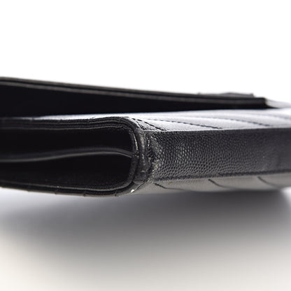 Saint Laurent Grain De Poudre Matelasse Chevron Monogram Chain Wallet Black 8 of 16