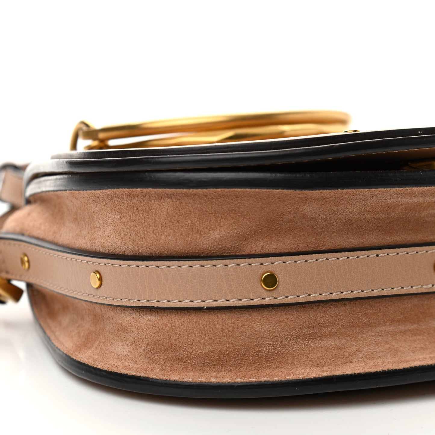Calfskin Suede Small Nile Bracelet Bag Biscotti Beige