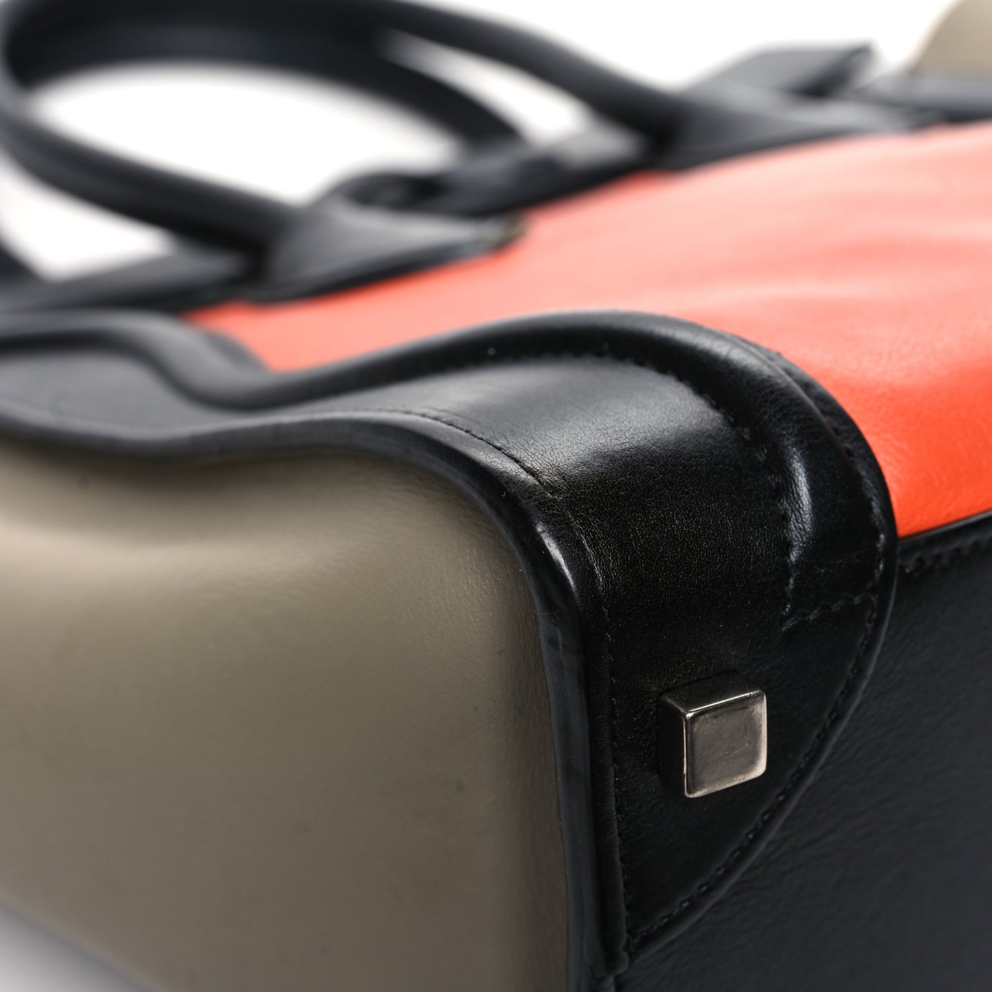 Drummed Calfskin Micro Tri-Color Luggage Bright Orange