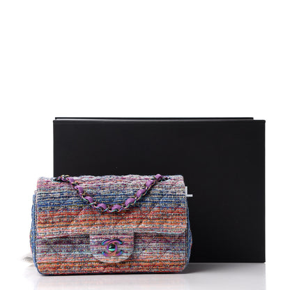 Chanel Tweed Quilted Mini Rectangular Flap Blue Pink Orange 11 of 11