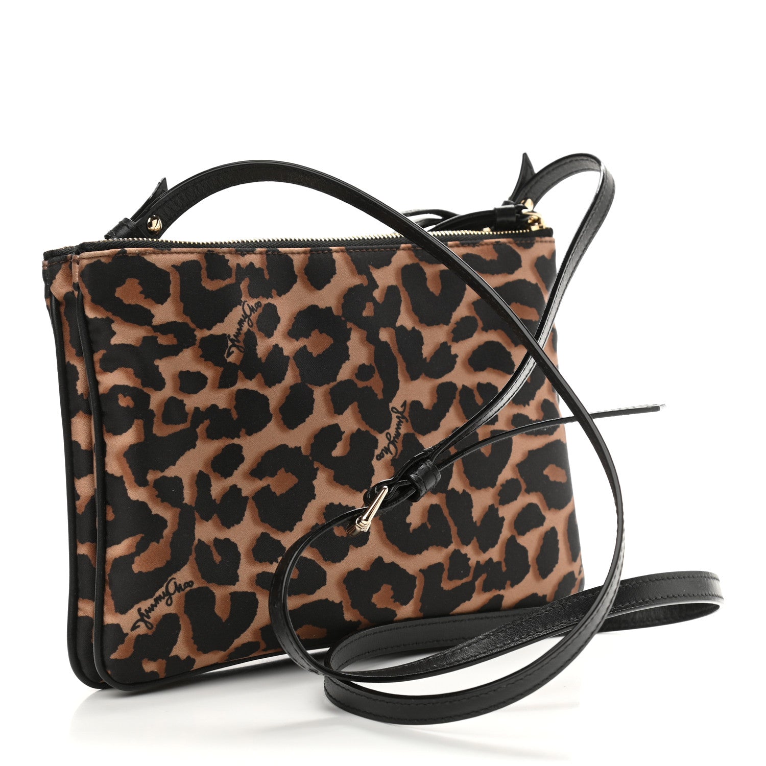 Jimmy Choo Nylon Leopard Print Candice Crossbody Black 3 of 13