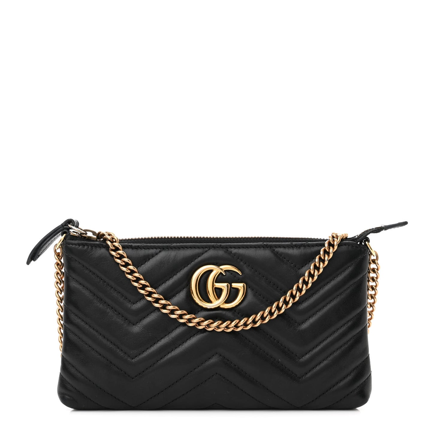 Calfskin Matelasse Mini GG Marmont Chain Bag Black