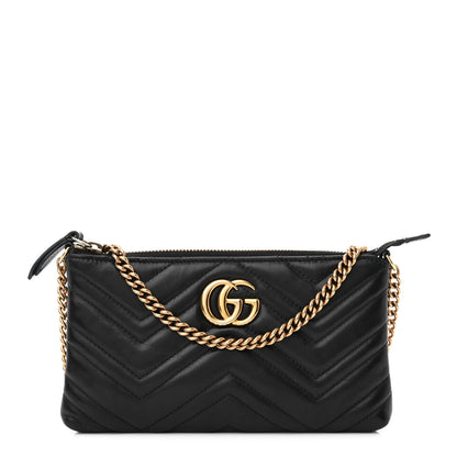 Gucci Calfskin Matelasse Mini GG Marmont Chain Bag Black 1 of 13