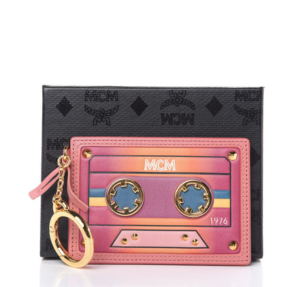 MCM Calfskin Cassette Key Ring Card Holder Pink 7 of 7