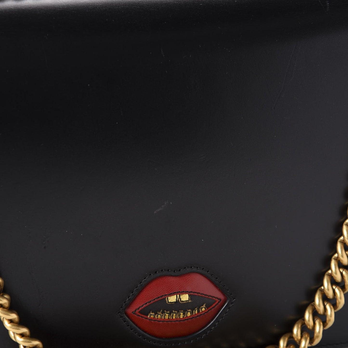 Knight Calfskin Malaga Kid Heart Medium GG Marmont Chain Handle Bag Black Hibiscus Red Multicolor