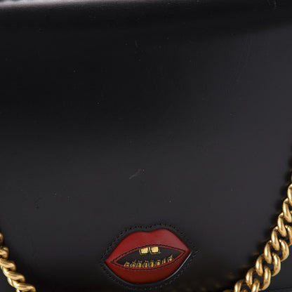 Gucci Knight Calfskin Malaga Kid Heart Medium GG Marmont Chain Handle Bag Black Hibiscus Red Multicolor 14 of 16