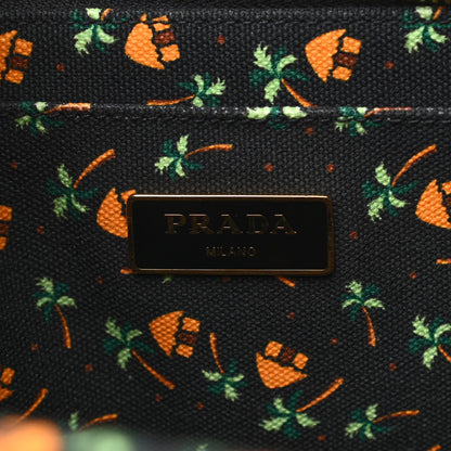 Prada Canapa Palm Tree Print Logo Tote Black 6 of 12