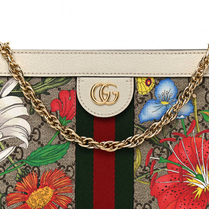 Gucci GG Supreme Monogram Flora Web Small Ophidia Chain Shoulder Bag White 9 of 11