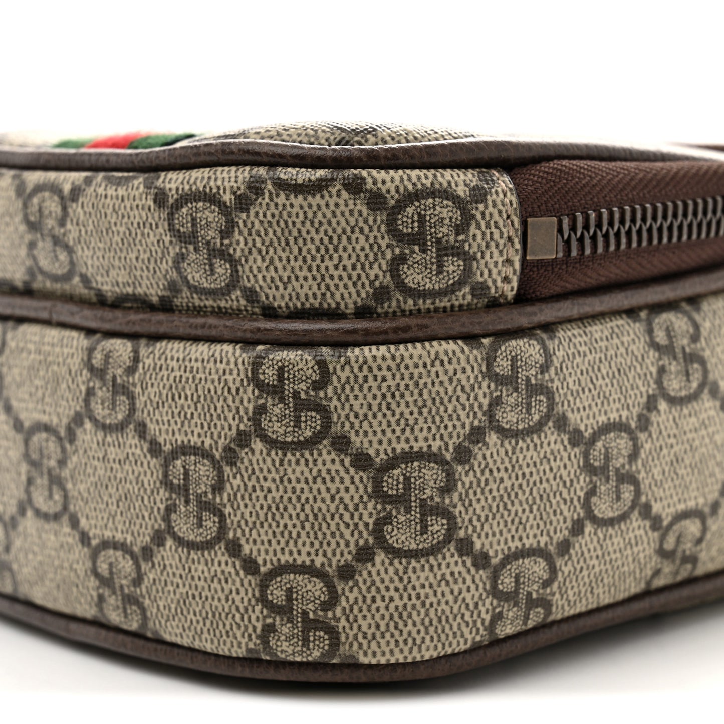 GG Supreme Monogram Web Mini Ophidia Double Zip Messenger Bag Beige New Acero