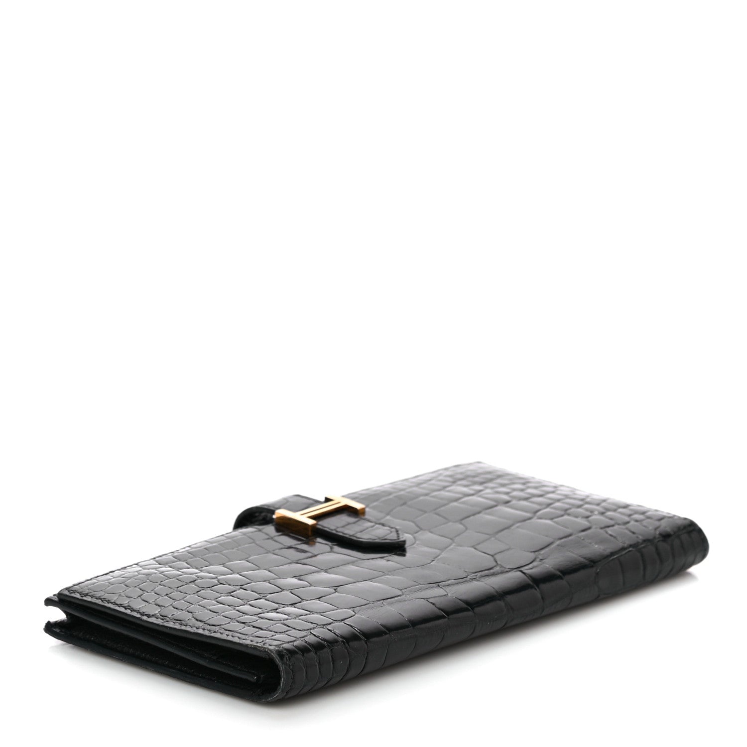 Hermes Shiny Alligator Bearn Wallet Black 4 of 12