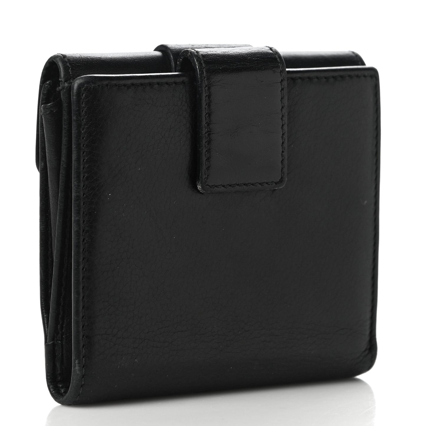 Calfskin Street Chic Compact Flap Wallet Black