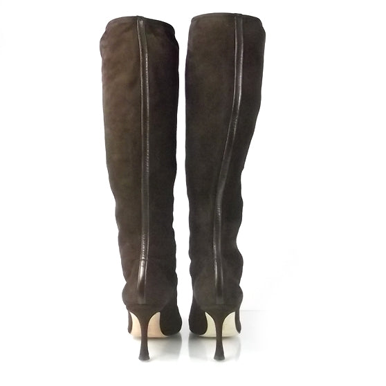 Suede Tall Stretch Boots 38.5 Brown