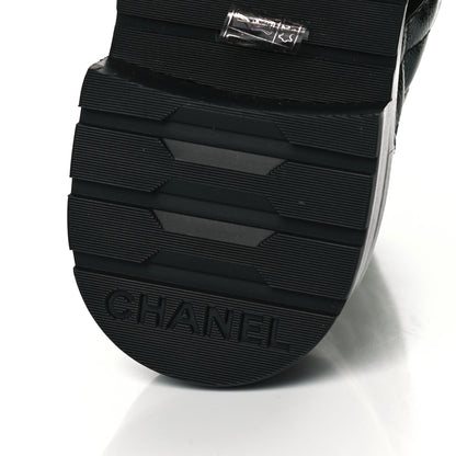 Chanel Shiny Calfskin Quilted Lace Up Combat Boots 37 Black 8 of 10