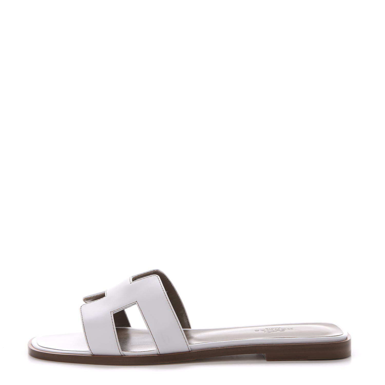 Hermes Box Calfskin Oran Sandals 38 White 1 of 7