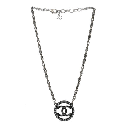 Chanel Ruthenium Pearl CC Round Pendant Necklace 3 of 4