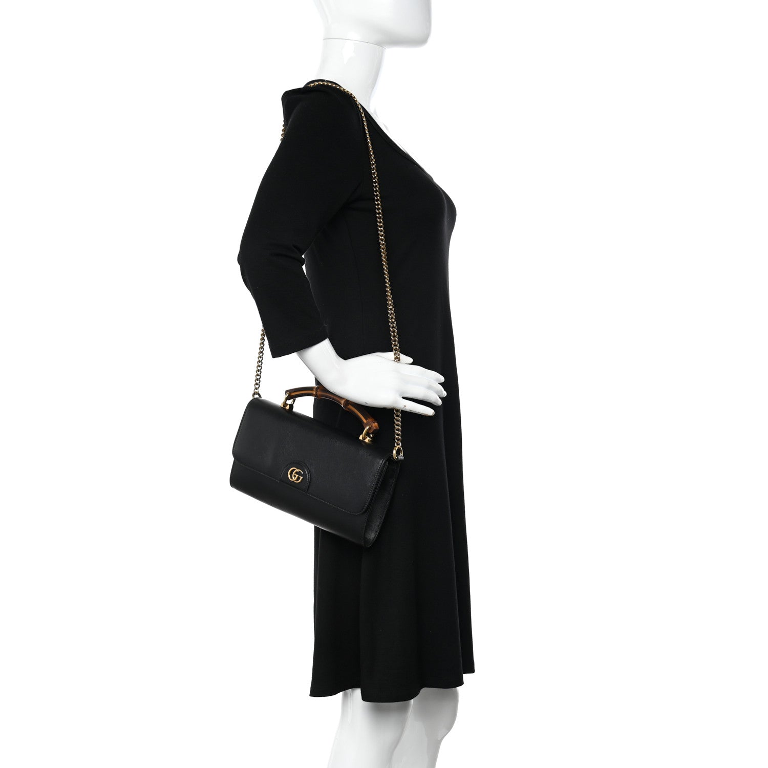Gucci Wonka Grain Calfskin Mini Diana Bamboo Top Handle Shoulder Bag Black 2 of 9