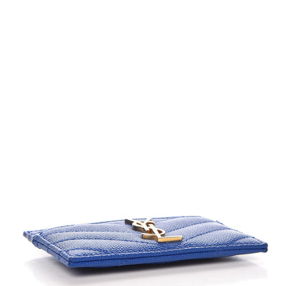 Saint Laurent Grain De Poudre Matelasse Monogram Credit Card Case Blue Majorelle 4 of 8