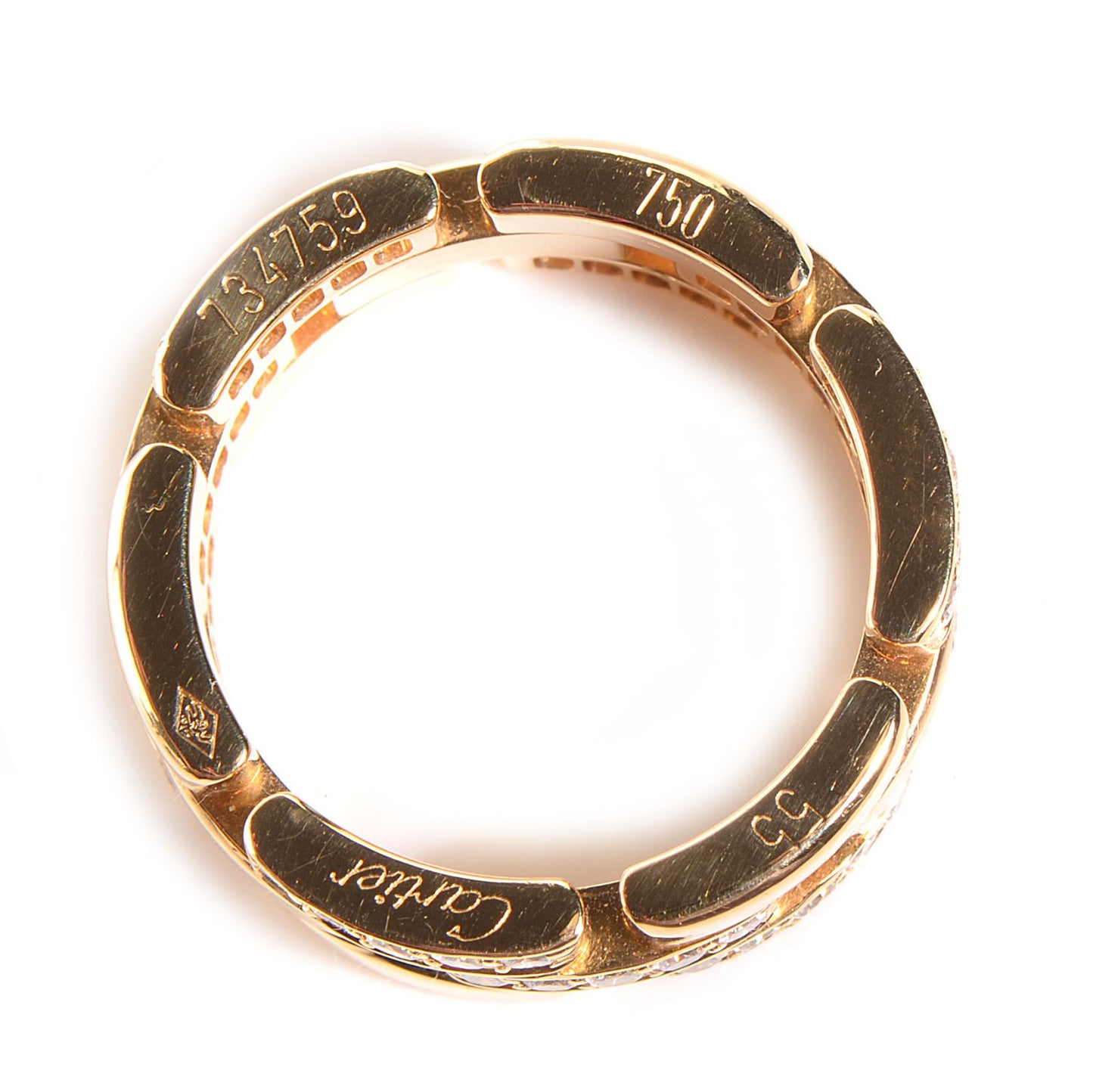 18K Yellow Gold Diamond Maillon Panthere Ring 55 US 7.25