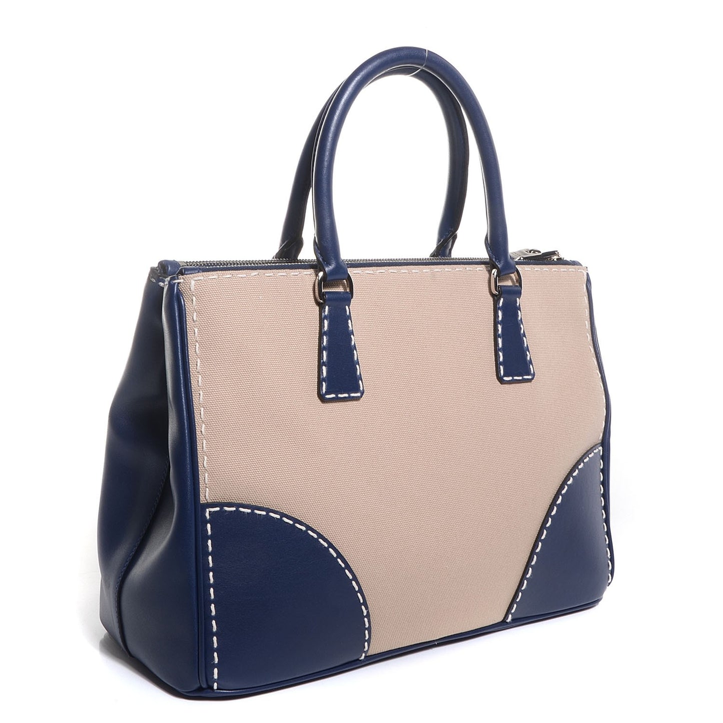 Canvas Calfskin Medium City Stitch Tote Corda Royal