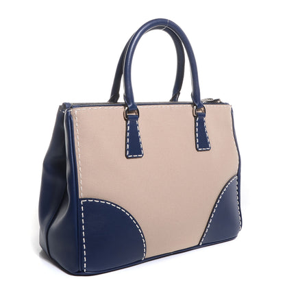 Prada Canvas Calfskin Medium City Stitch Tote Corda Royal 4 of 11
