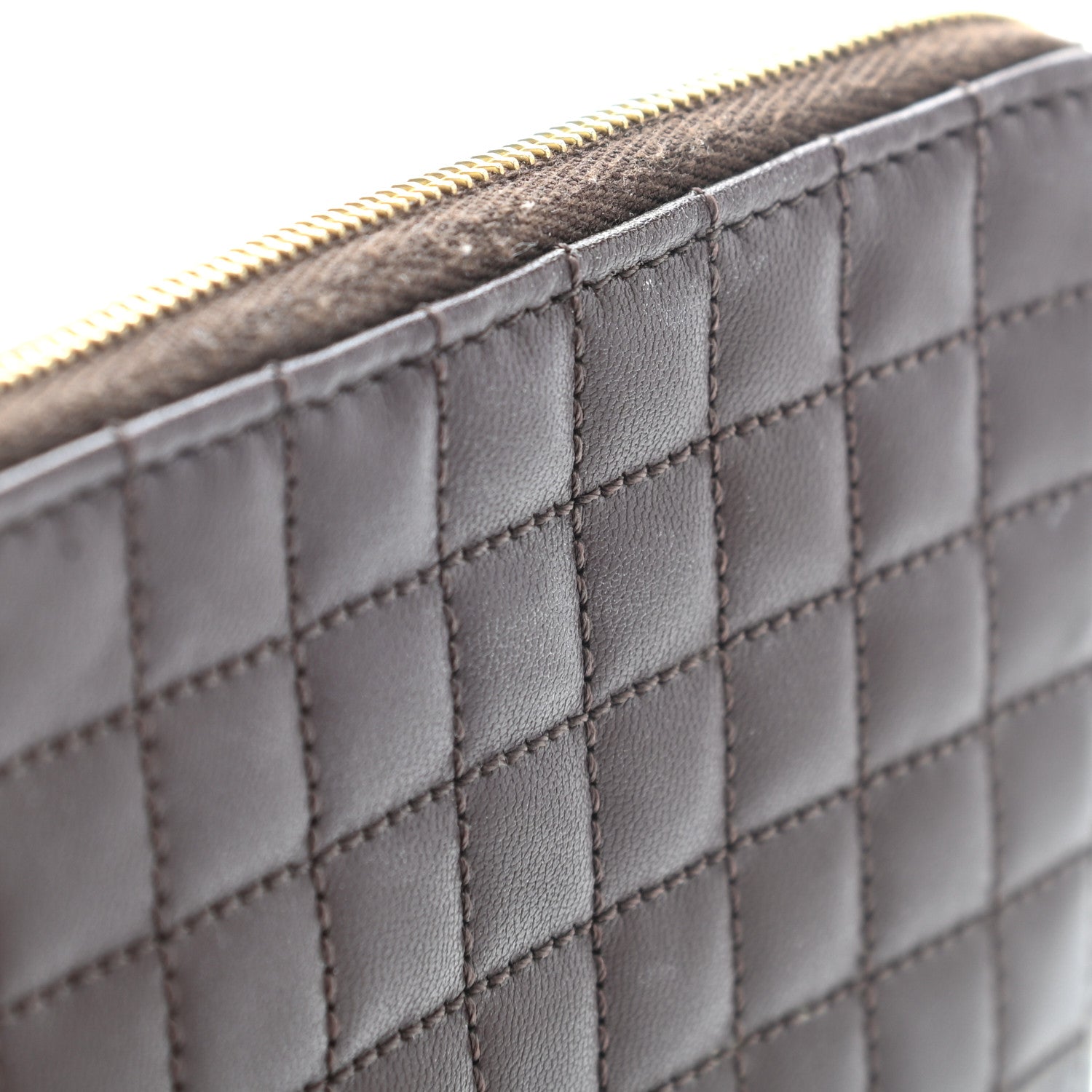 Celine Calfskin Quilted C Charm Coin Card Pouch Brown 9 of 9