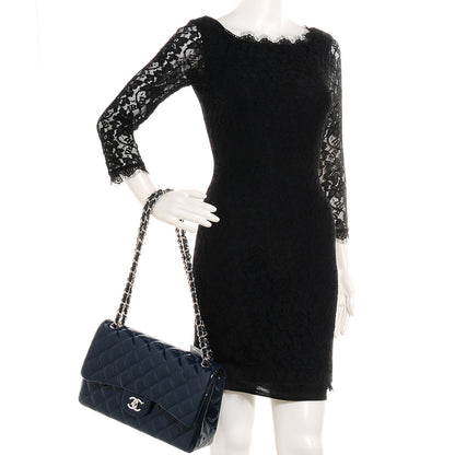 Chanel Patent Jumbo Double Flap Navy Blue 2 of 8