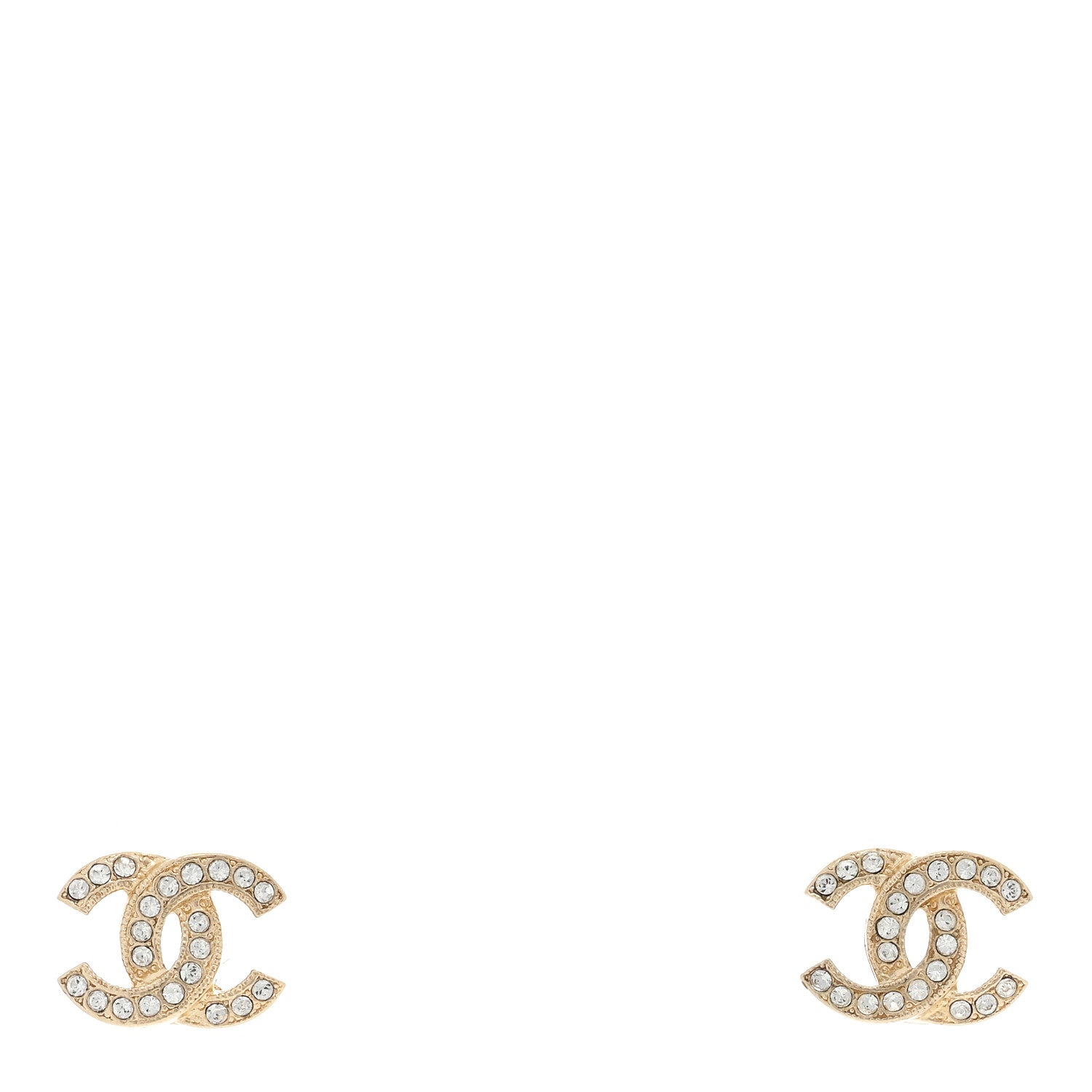 Chanel Crystal CC Earrings Gold 1 of 4