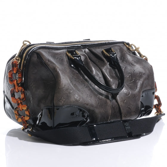 Cuir Patent Embossed Monogram Stephen Bag Grey