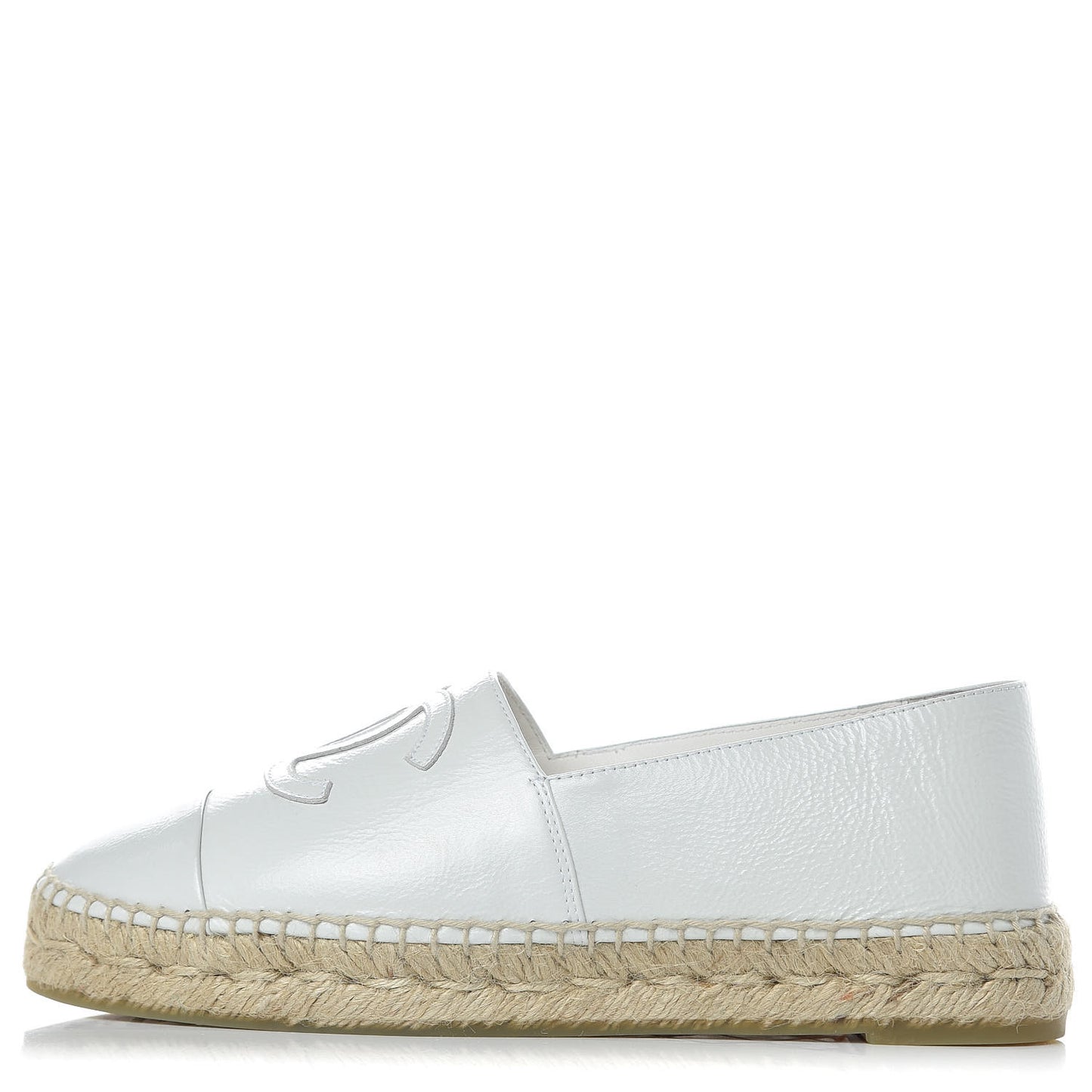 Distressed Patent CC Espadrilles 37 White