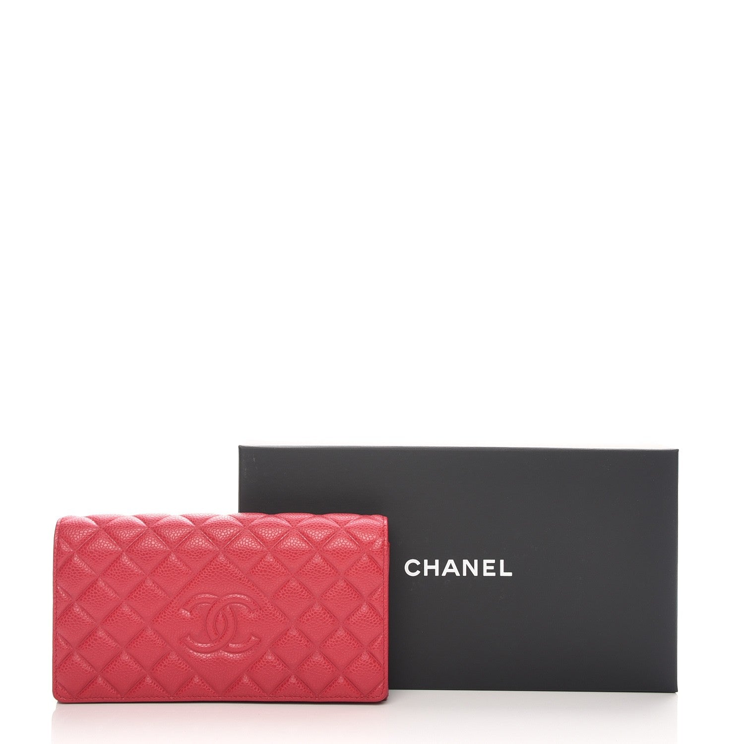 Chanel Caviar Quilted Diamond CC Large Gusset Flap Wallet Dark Pink 2 of 10