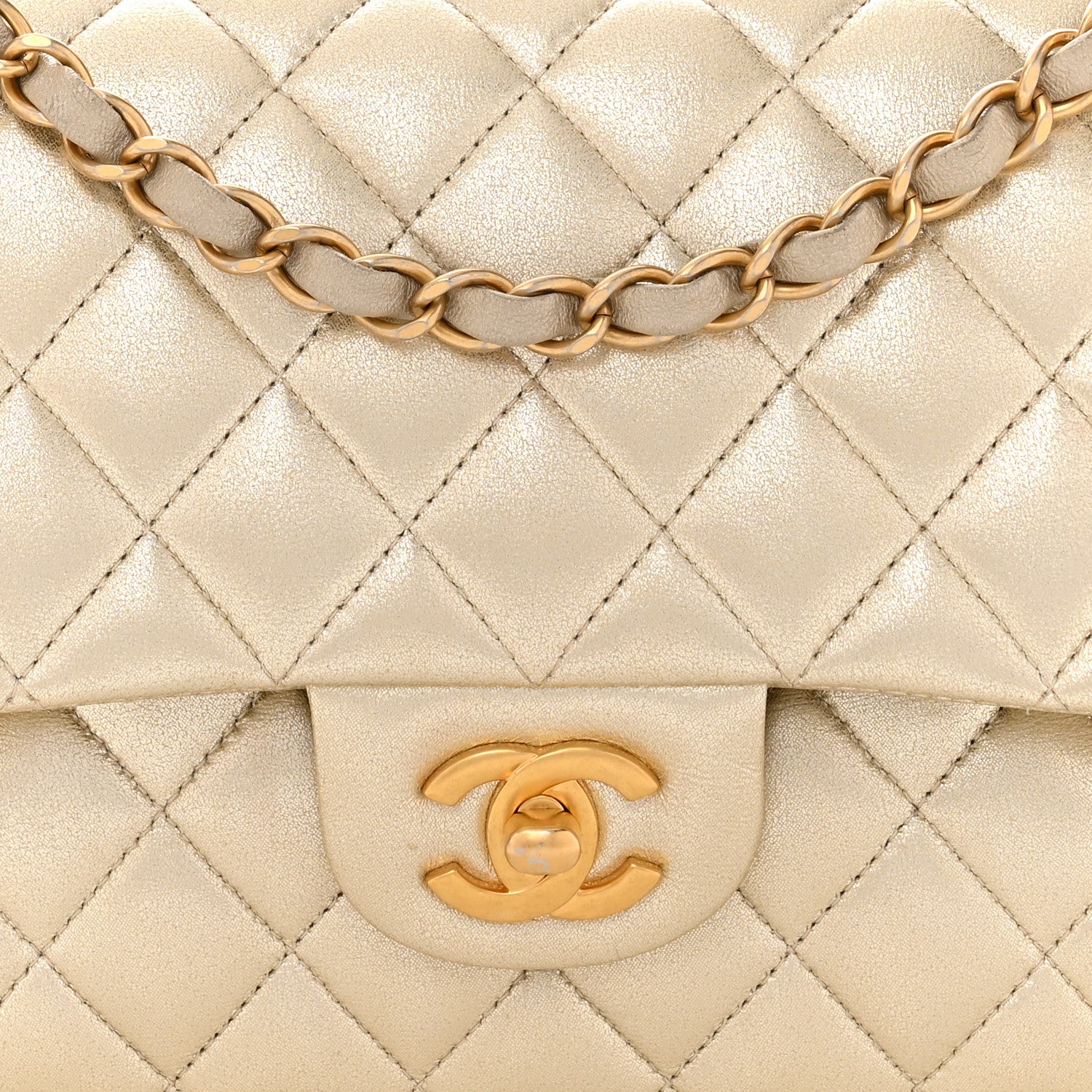 Chanel Metallic Lambskin Quilted Medium Double Flap Gold 8 of 11