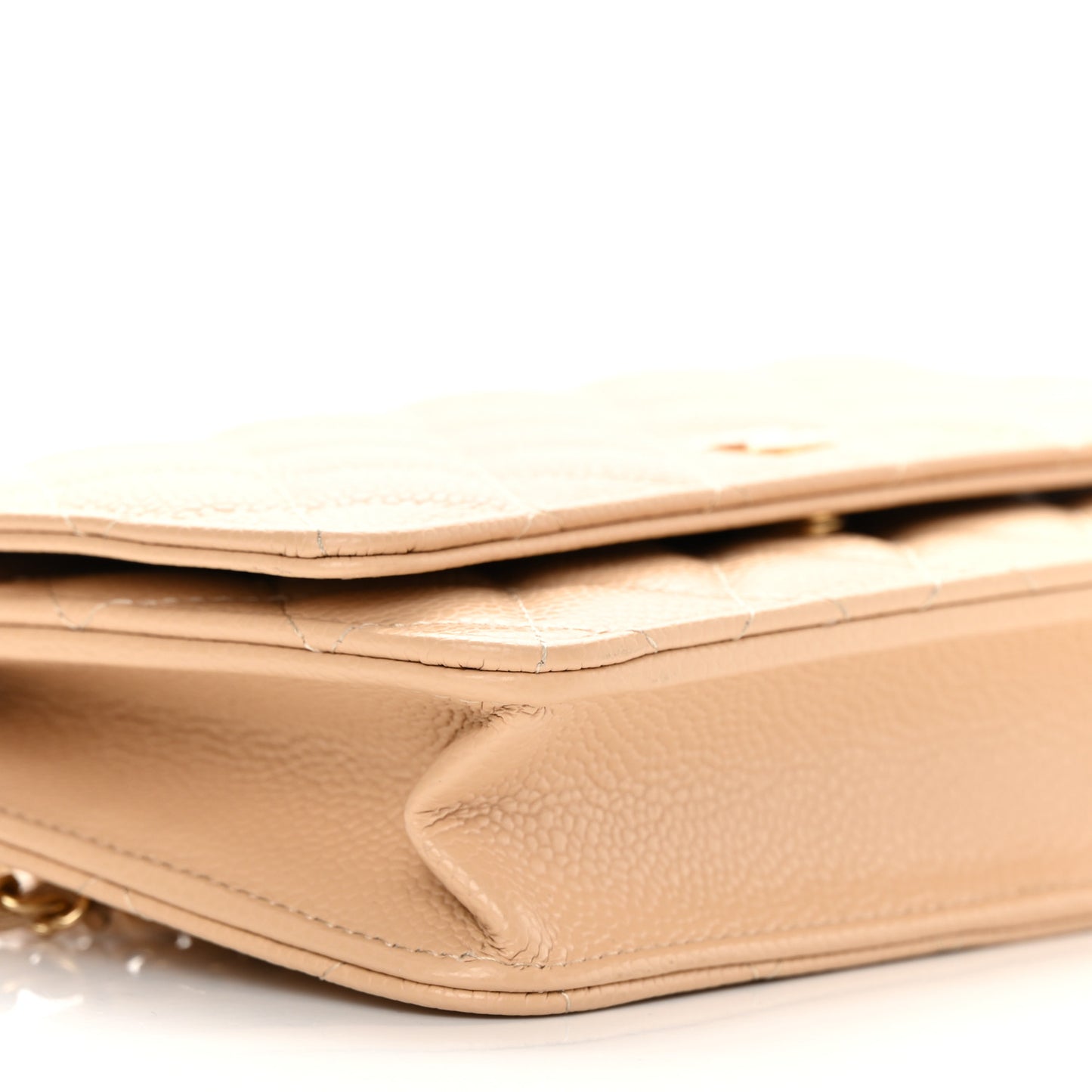 Caviar Quilted Wallet On Chain WOC Beige
