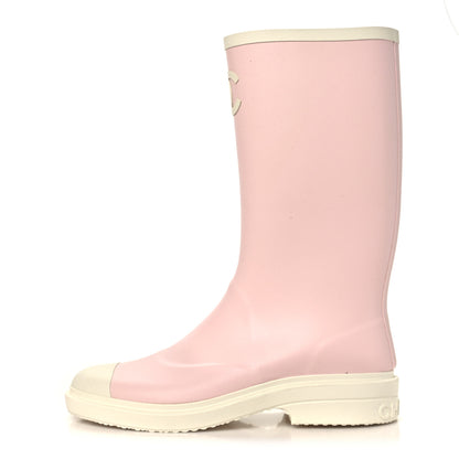 Chanel Caoutchouk CC High Boots 42 Light Pink White 1 of 8