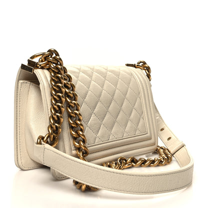 Chanel Grained Calfskin Quilted Small Boy Flap White 3 of 10