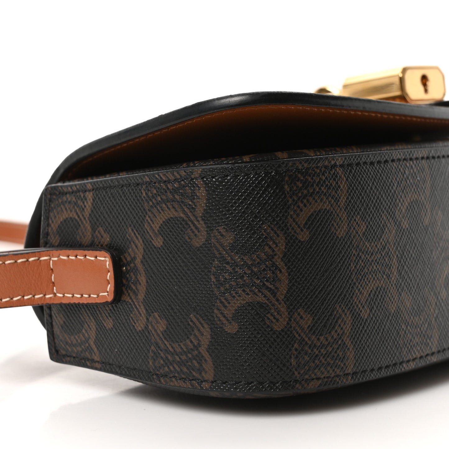 Triomphe Canvas Calfskin Tabou Clutch on Strap Tan