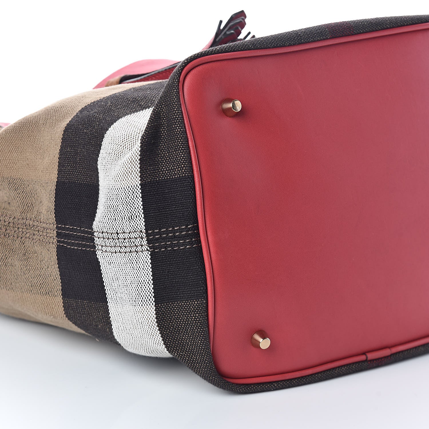 Burberry Grainy Calfskin Canvas Mega Check Medium Ashby Tassel Hobo Pink Azalea 8 of 9