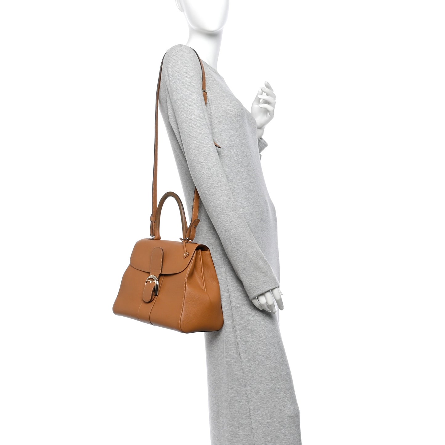 Grained Calfskin MM Brillant Satchel Natural