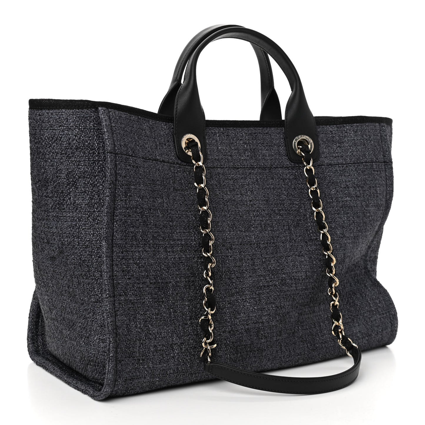 Lurex Boucle Medium Deauville Tote Black